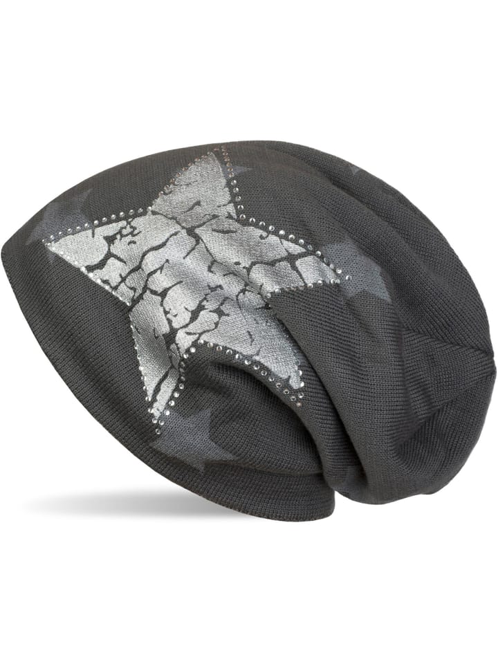 Feinstrick Beanie Mütze in Dunkelgrau