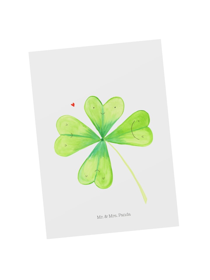 Postkarte Blume Kleeblatt ohne Spruch in Weiß