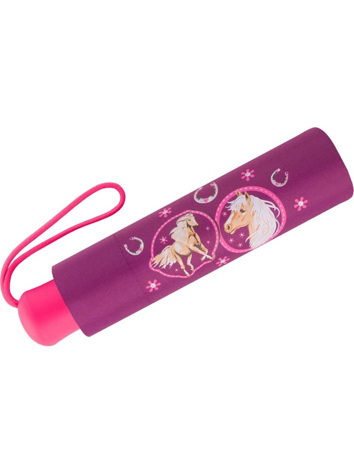 Kinder-Taschenschirm mit reflektierendem Streifen Pink Horse 90 cm Regenschrim