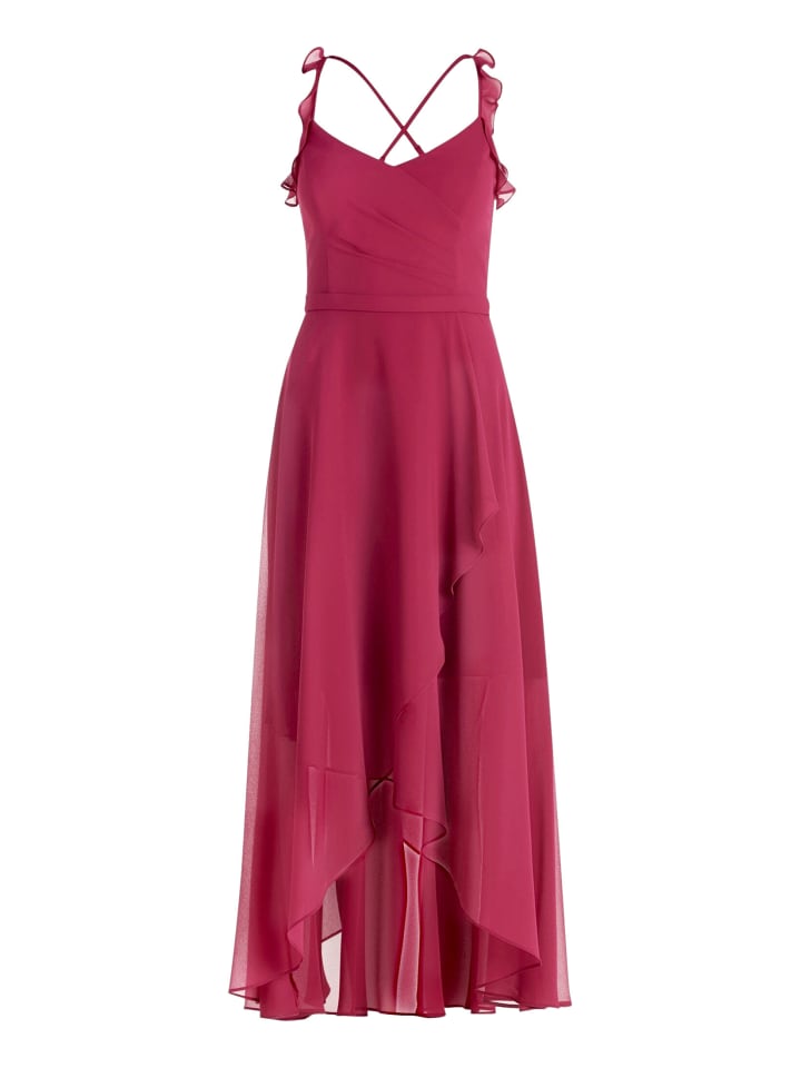 Abendkleid mit Volant in Dark Fuchsia