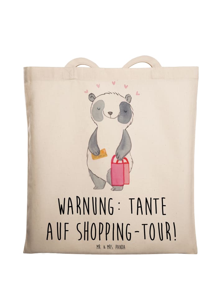 Shopping Bag Tante Shopping mit Spruch in Creme