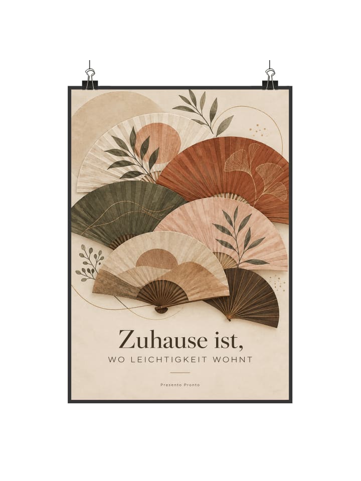 Wandbild Fächer elegant Design mit Spruch in Weiß
