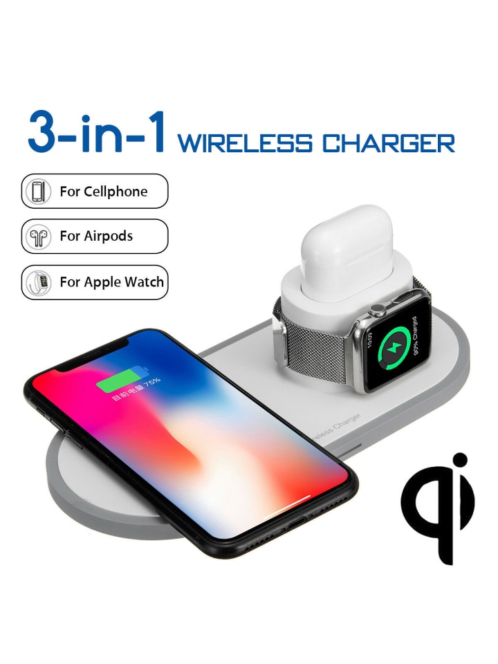 2Pace® 3 in 1 QI Charger 10W Ladegerät Ladestation für Apple Watch iPhone 12