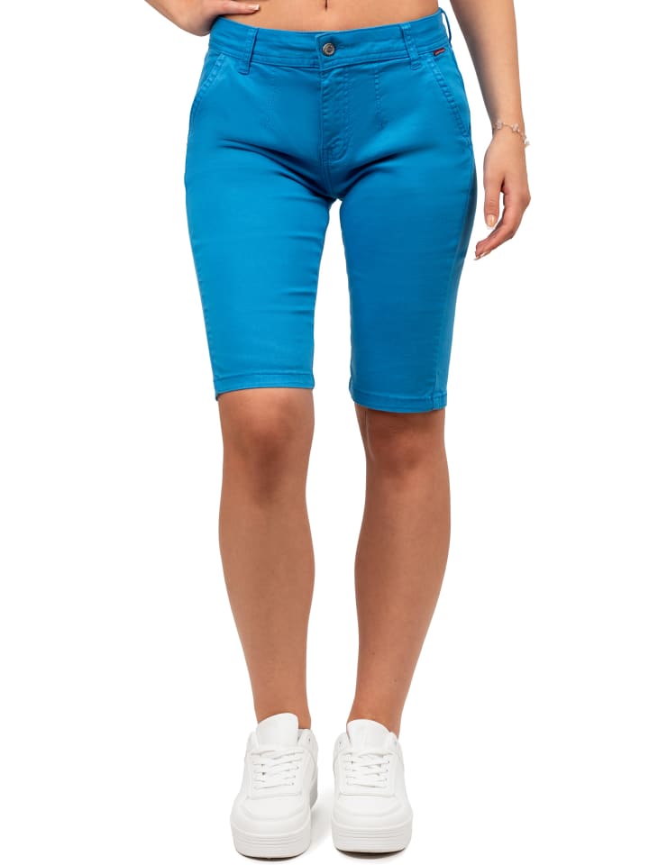 Damen Straight Fit Shorts Mid Waist in Blue