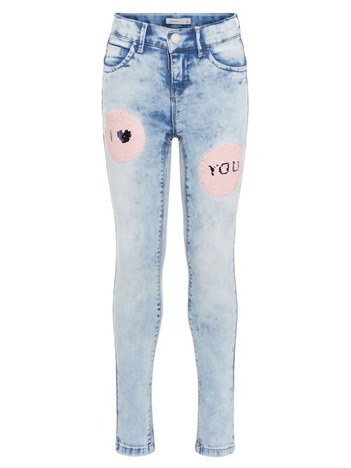 Mädchen Jeanshose Pailletten in Blau
