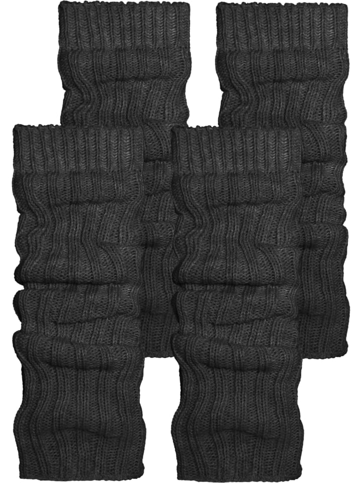 2 Paar Strickstulpen mit wärmender Alpakawolle in Anthrazit