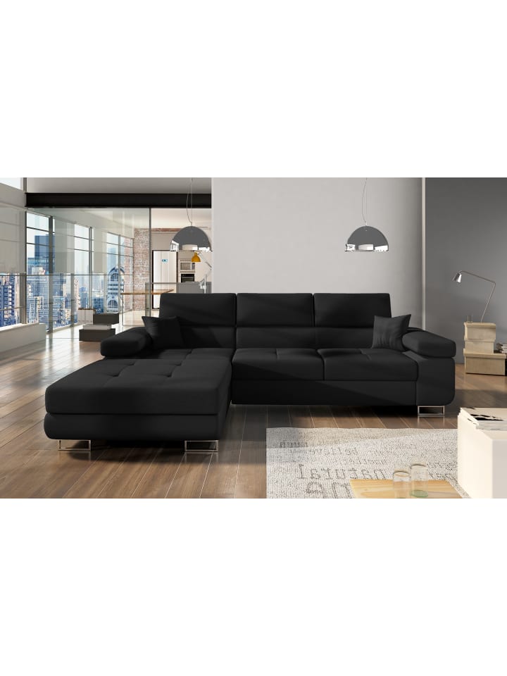 Amanda Recamiere Links in Schwarz - (L) 203 x (B) 289 x (H) 85 cm