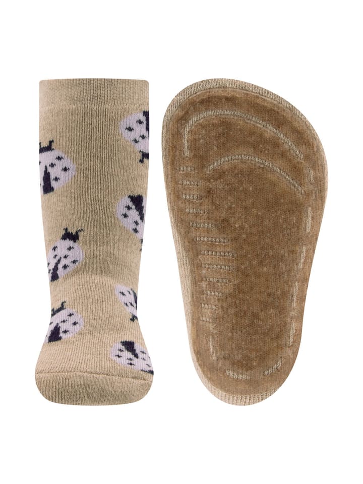 Stoppersocken Marienkäfer in dunkel beige meliert