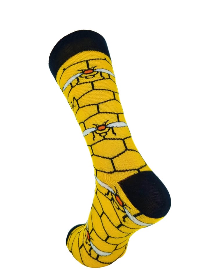 Socken für Männer mit Bienenmuster aus Baumwollmischung in Gelb