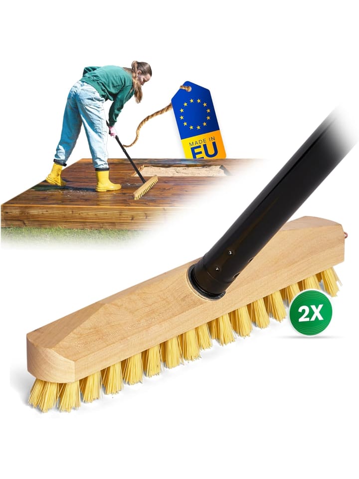 Novaliv 2X Wischer aus Holz mit Kunststoff-Borsten mit Gewinde und Ste in Braun