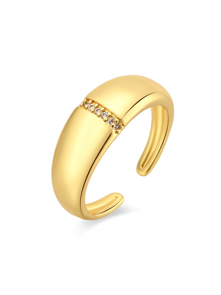 ring in polished metal and zirconia alloy, finished in 18k yellow gold - Dushli
