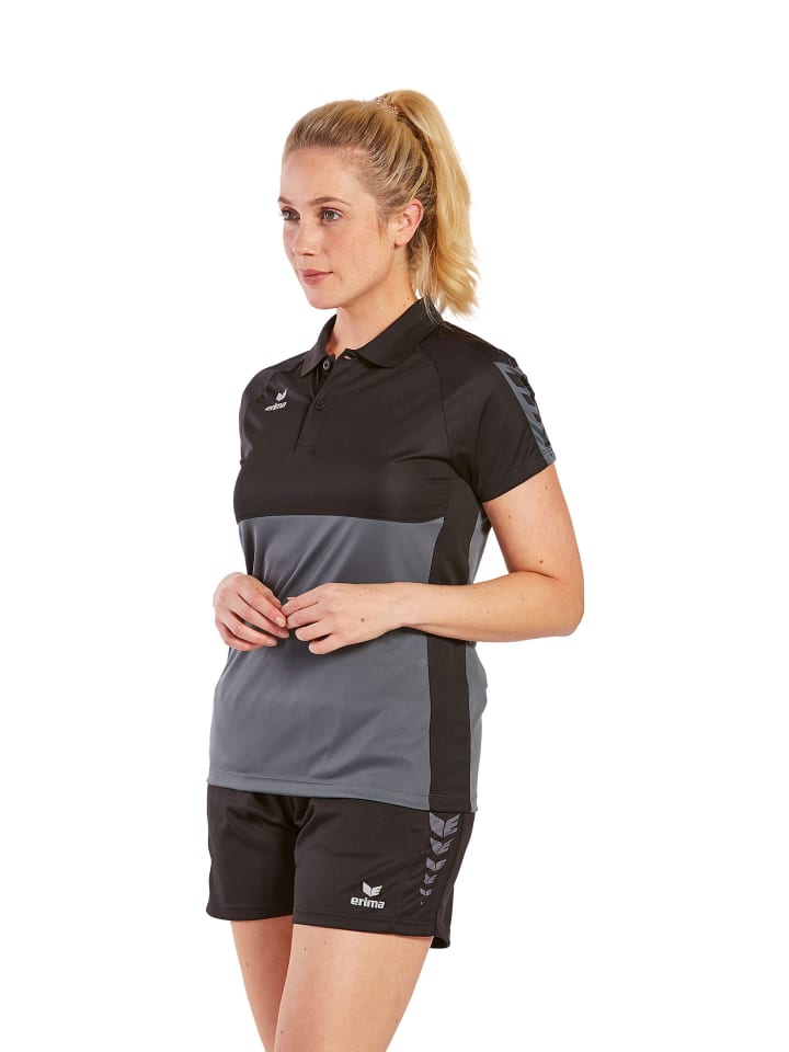 Damen Six Wings Poloshirt in slate grey/schwarz