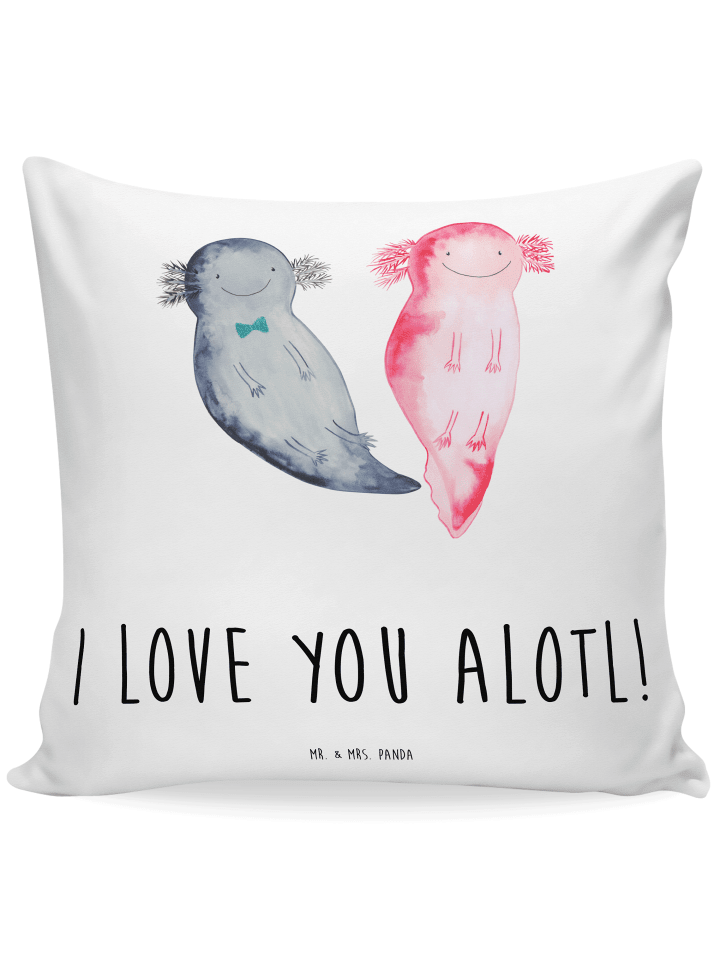 Dekokissen Sofa Axolotl Liebe mit Spruch in Weiß
