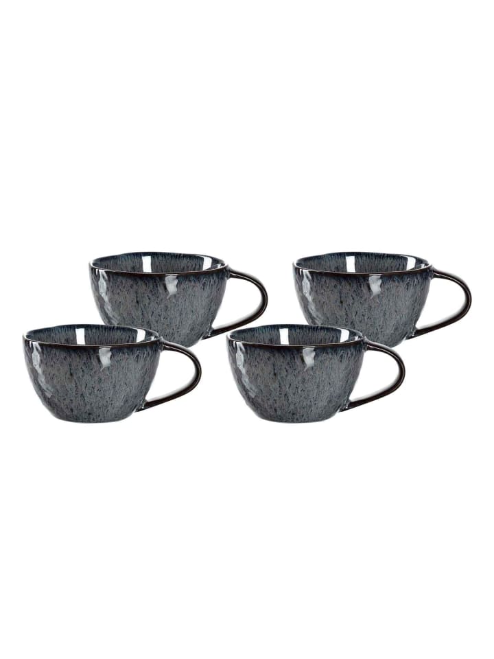 4er Set Tassen Matera in Anthrazit 290 ml