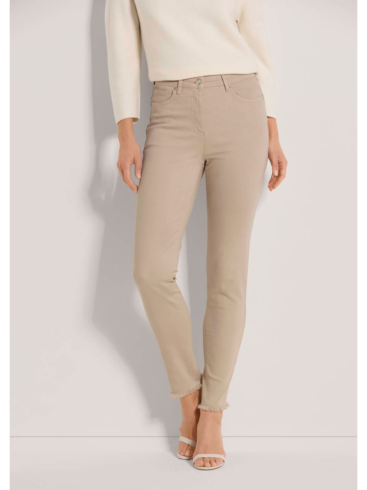 Mid Waist Skinny-Hose mit Fransen in berber