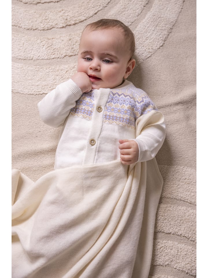 Baby Geschenkset: Kaschmir-Decke und Mütze in weiss