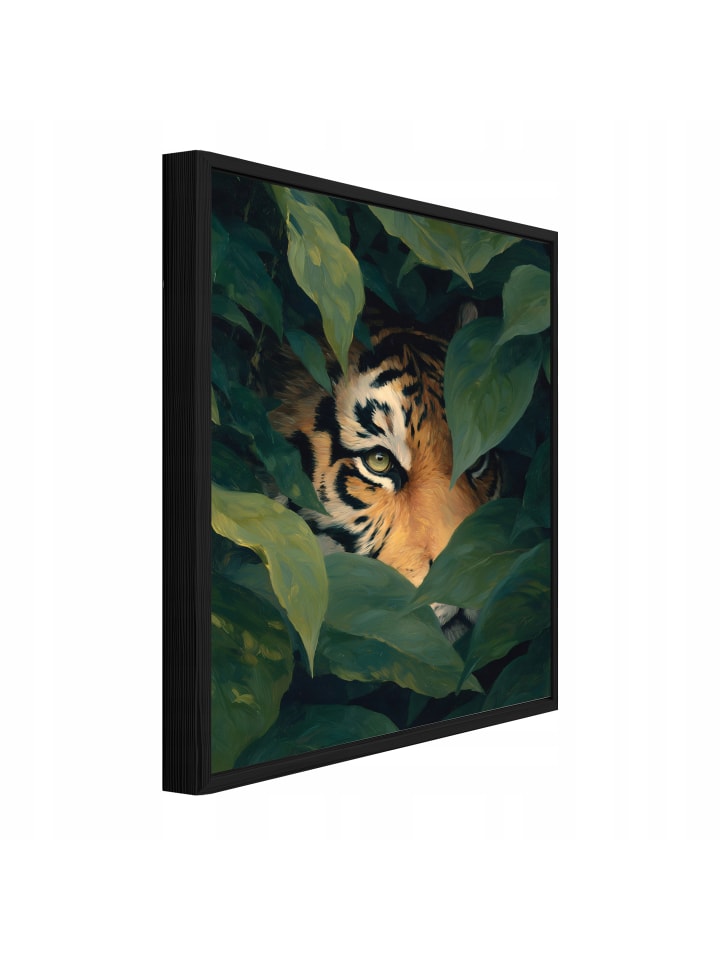 Bild mit Rahmen Tiger in Grün