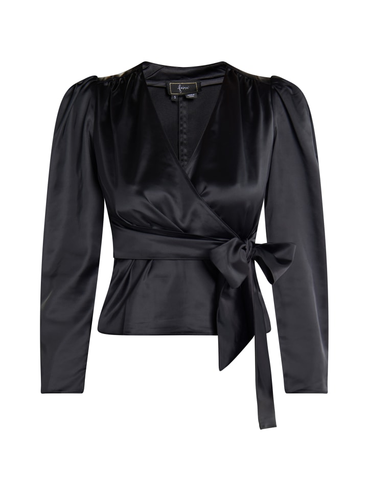Damen Wickelbluse in Schwarz