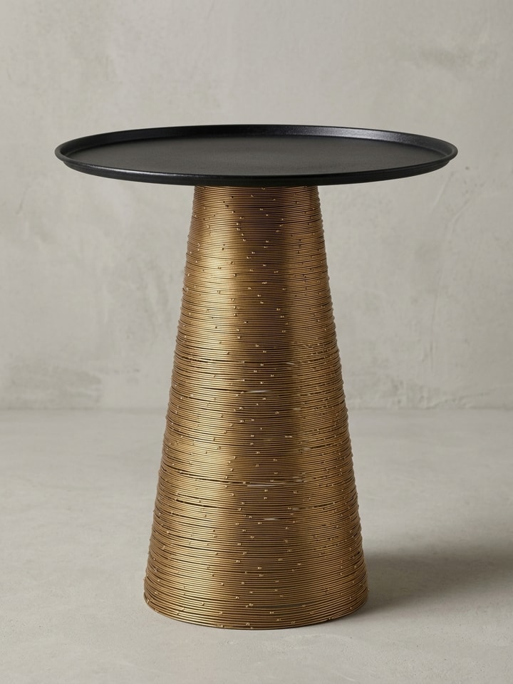 Beistelltisch Sofatisch | Aluminium, 40x40x45cm, Gold/Schwarz, Rund