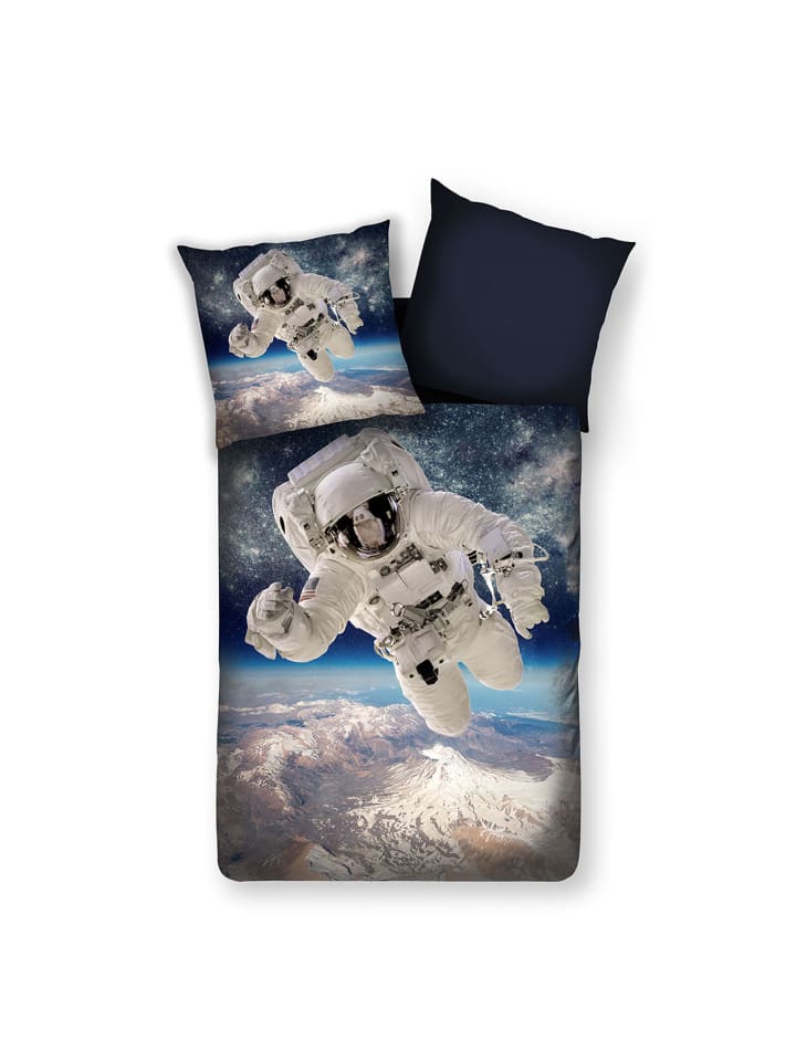 Bettwäsche Wendebettwäsche Astronaut Weltall in blau