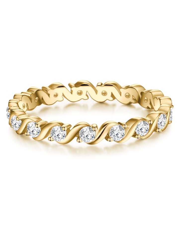 Ring aus Sterling Silber mit Zirkonia in gelbgold
