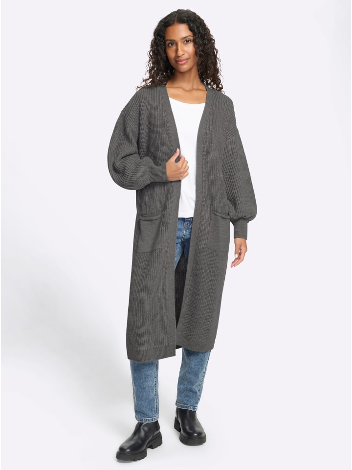Strickjacke in anthrazit-meliert