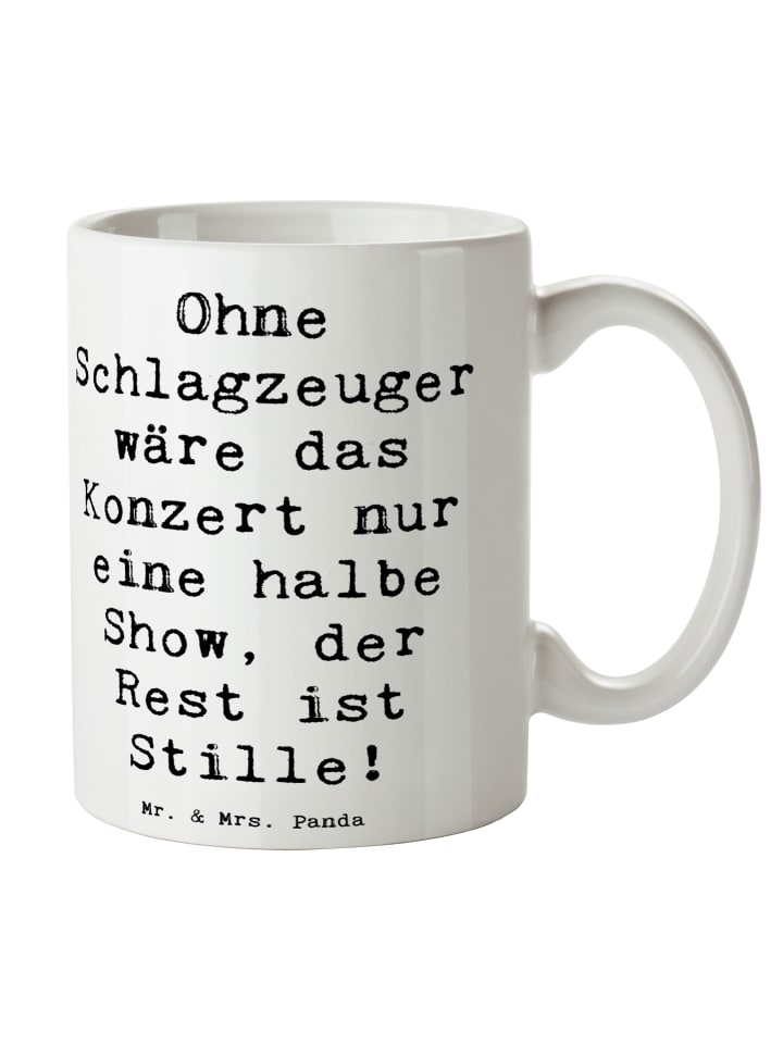Tasse Spruch Schlagzeug Konzert mit Spruch in Weiß