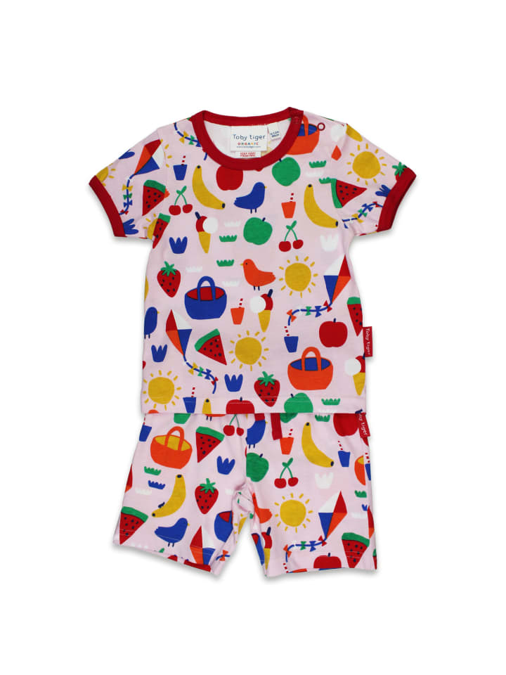 Schlafanzug mit Picknick Print in rosa