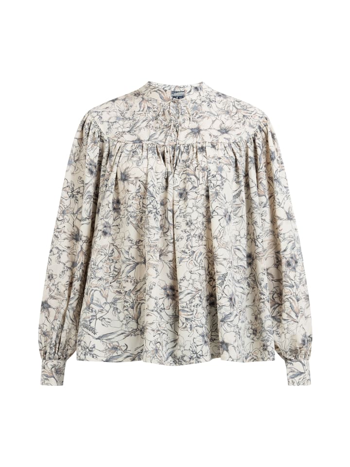 Damen Langarmbluse in Beige Mehrfarbig