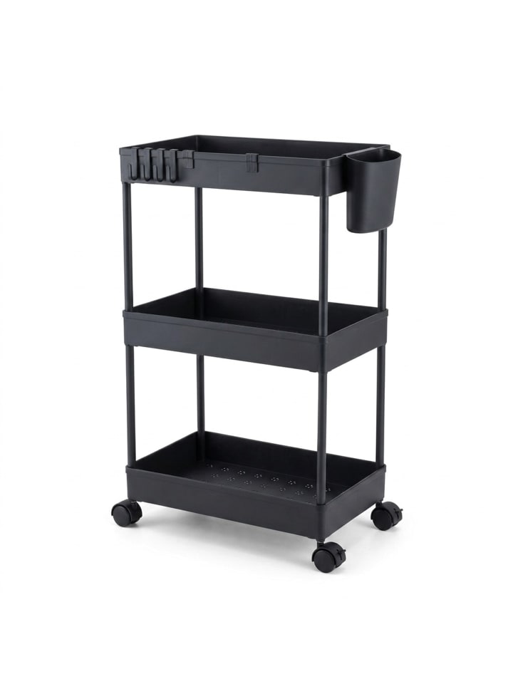 Rollwagen in Schwarz - (B)40 x (H)62,5 x (T)22 cm