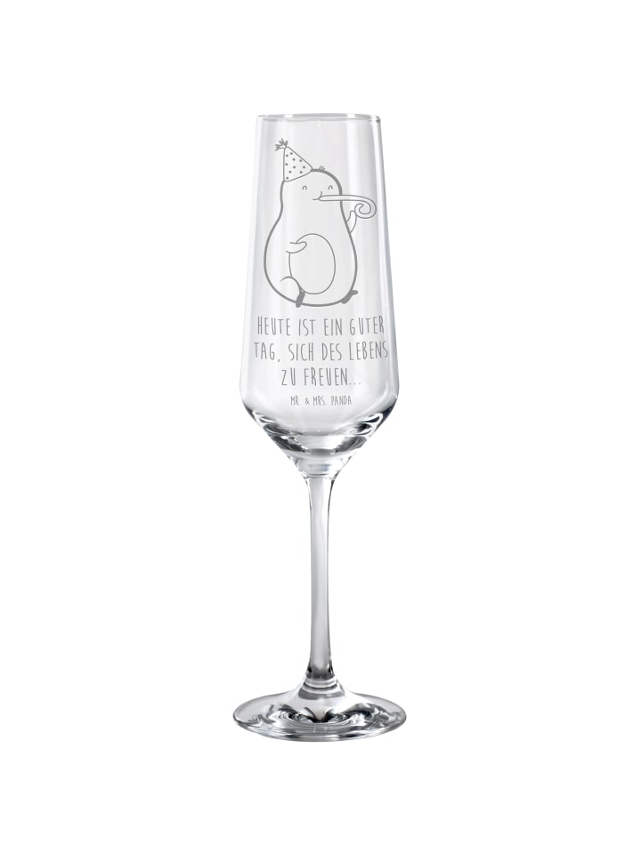 Champagnerglas Avocado Feier mit Spruch in Transparent