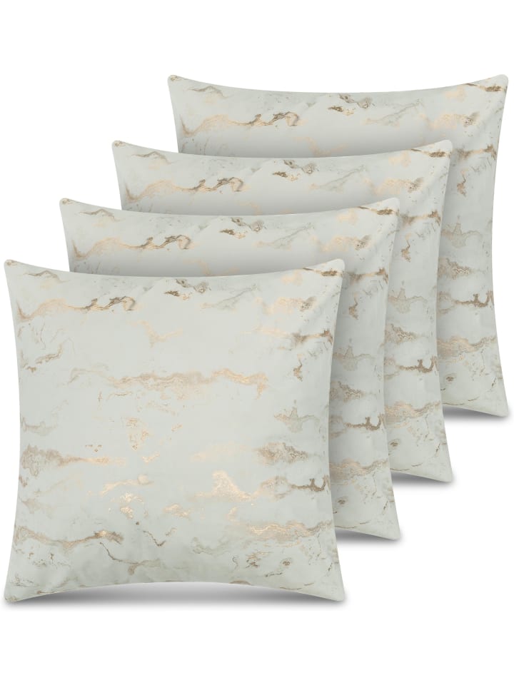 4er Set Kissenbezüge mit Marmordesign 60x60cm Carrara in Gold