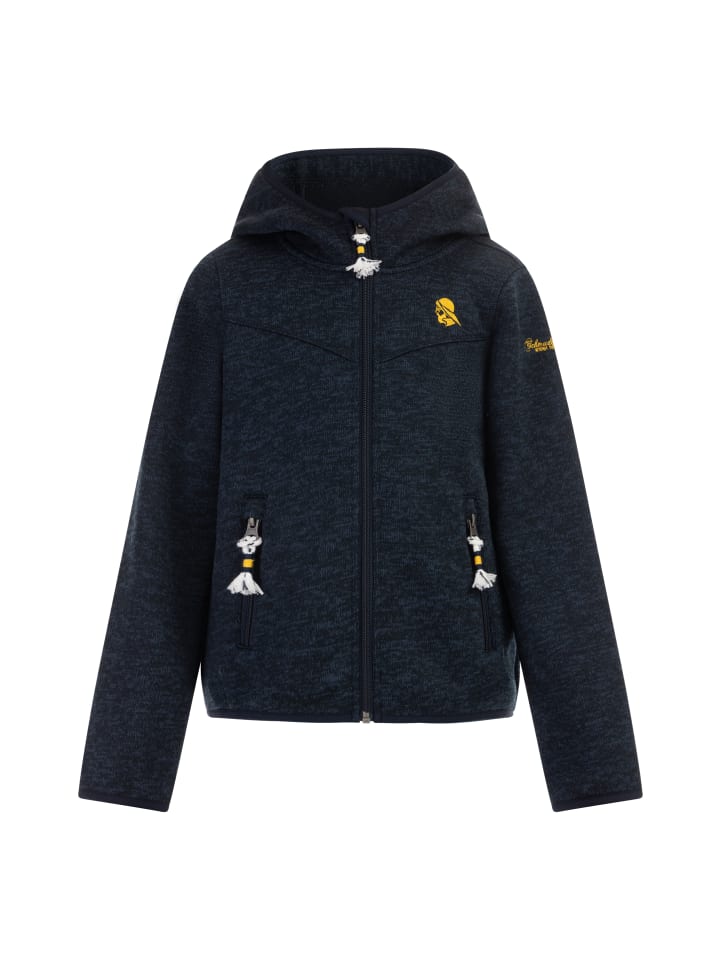 Jungen Strickfleecejacke in Marine Melange
