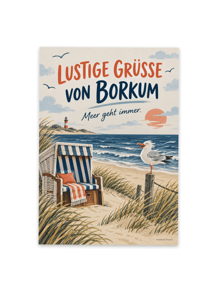 Grußkarte Insel modern Design mit Spruch in Weiß