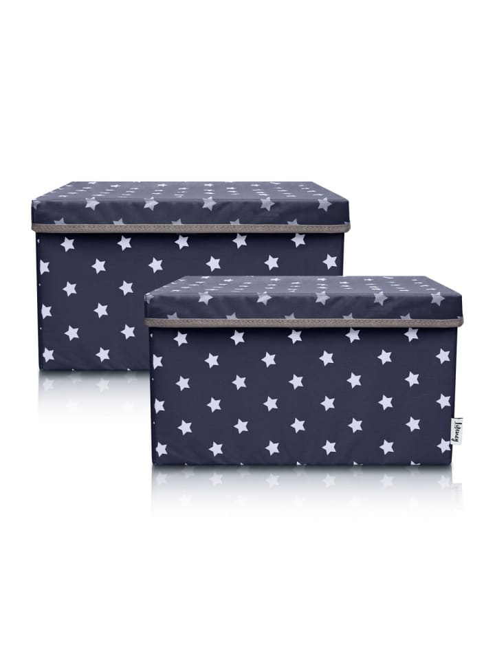 Aufbewahrungsbox 2er-Set Anthrazit Stern, 37 x 25 x 21 cm