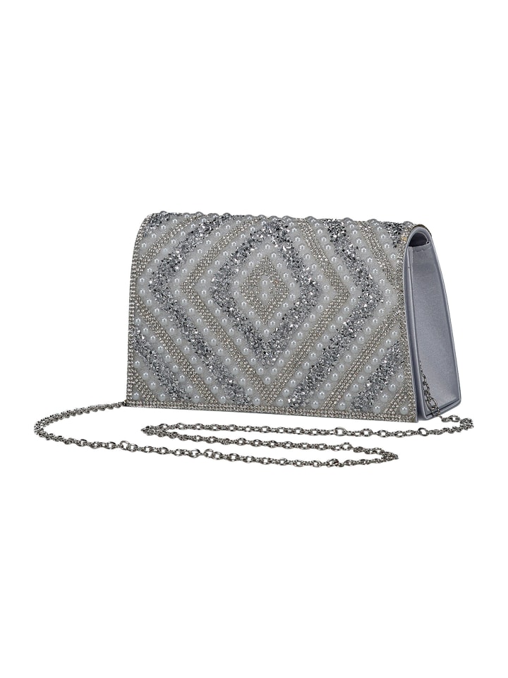 Clutch-Tasche im Glitzer-Look in Grau