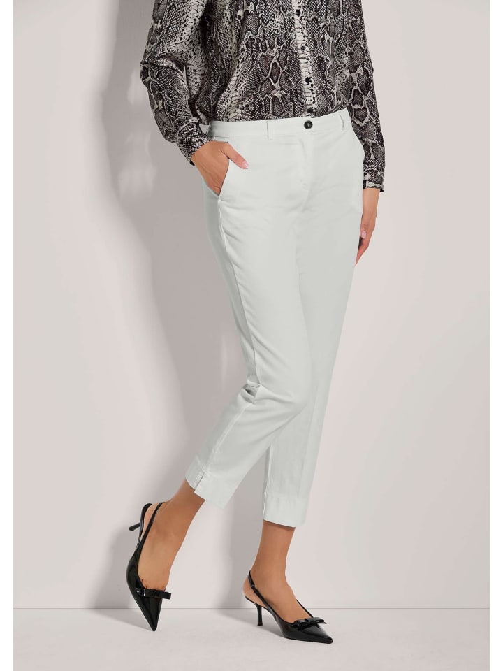 Moderne Hose mit Bügelfalten, Stretch in perlweiß