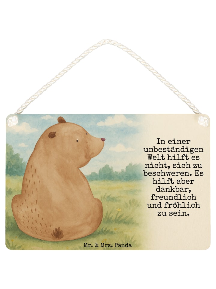 Schild Bär Schulterblick Design mit Spruch in Weiß