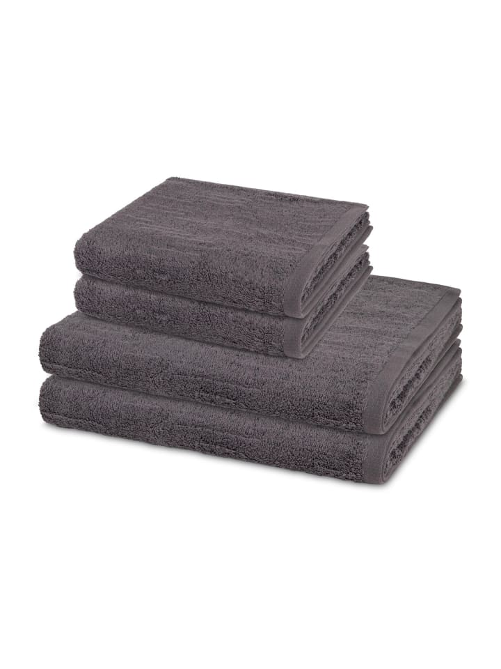2 X Handtuch 2 X Duschtuch im Set Premium in Schiefer