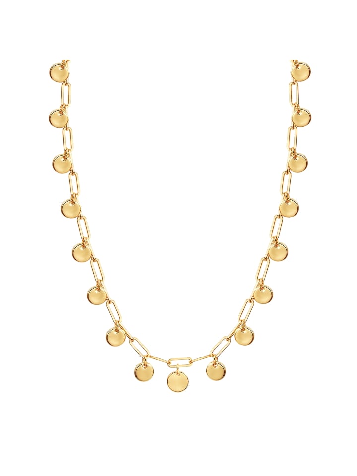 Halskette aus Metall-Legierung mit Glas und Süßwasser-Zuchtperle in gelbgold