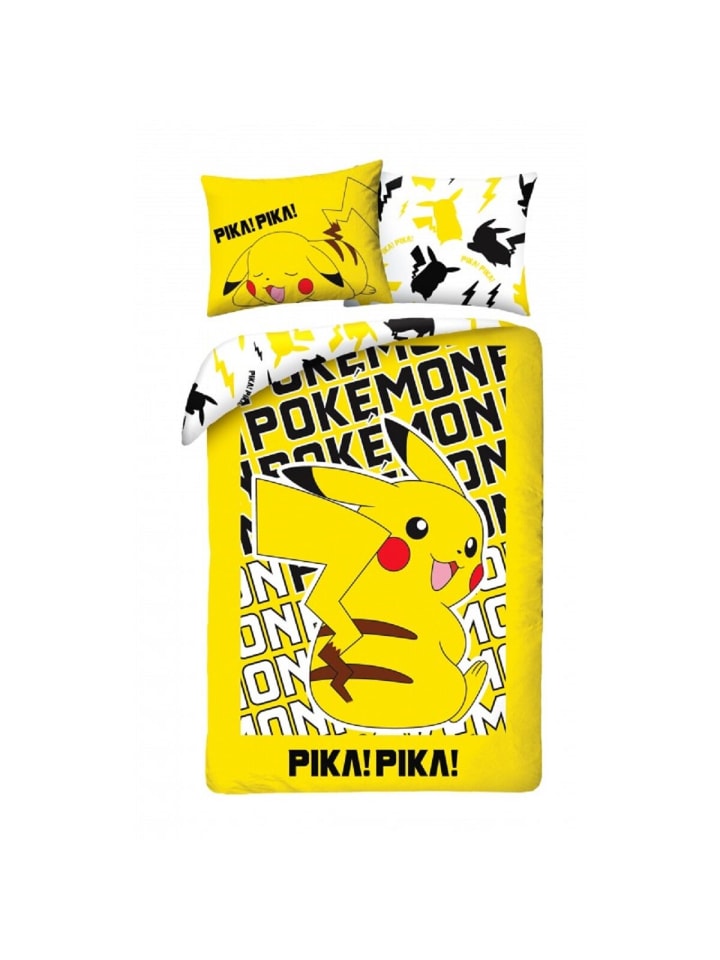 Pokémon Bettwäsche Set aus Baumwolle Bettdeckenbezug 140 × 200 cm in Gelb