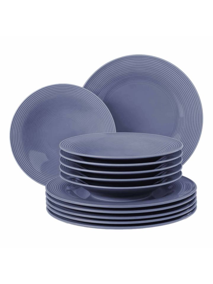 12-tlg. Tafelservice Beat Color Glaze in Fliederblau
