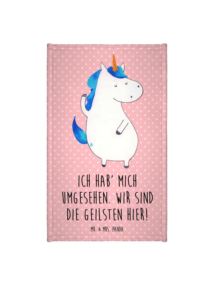 Handtuch Einhorn Mann mit Spruch in Rot Pastell