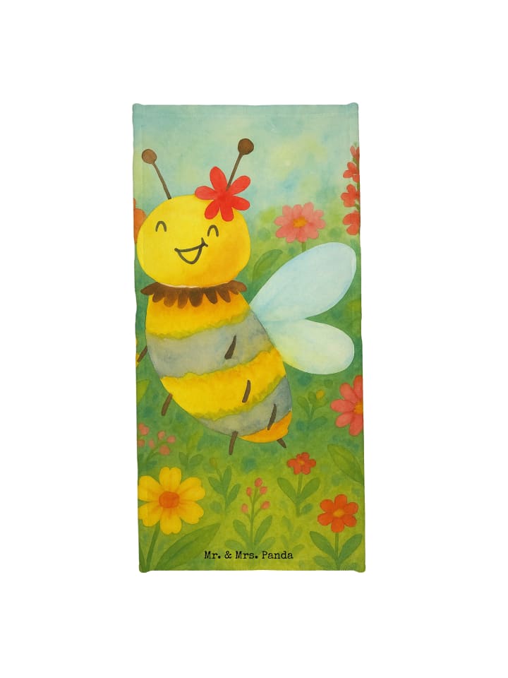 Badhandtuch Biene Blume Design ohne Spruch in Weiß