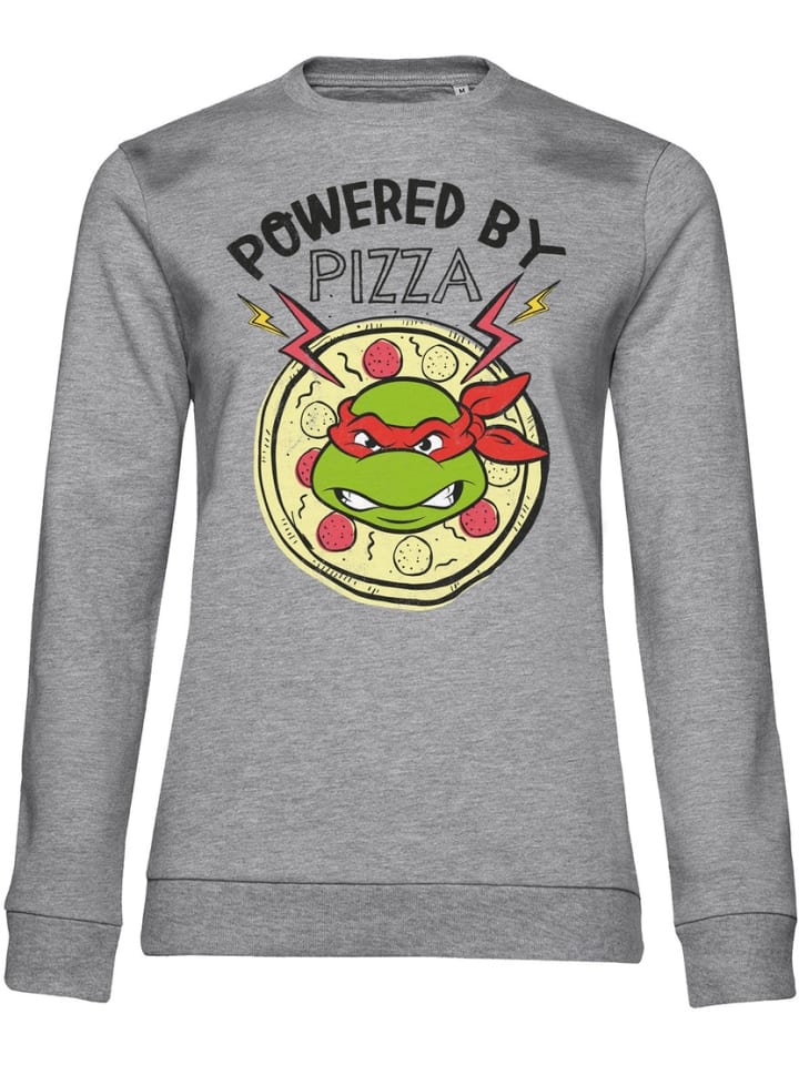 Pullover "Powered By Pizza Girly Sweatshirt" in Grau