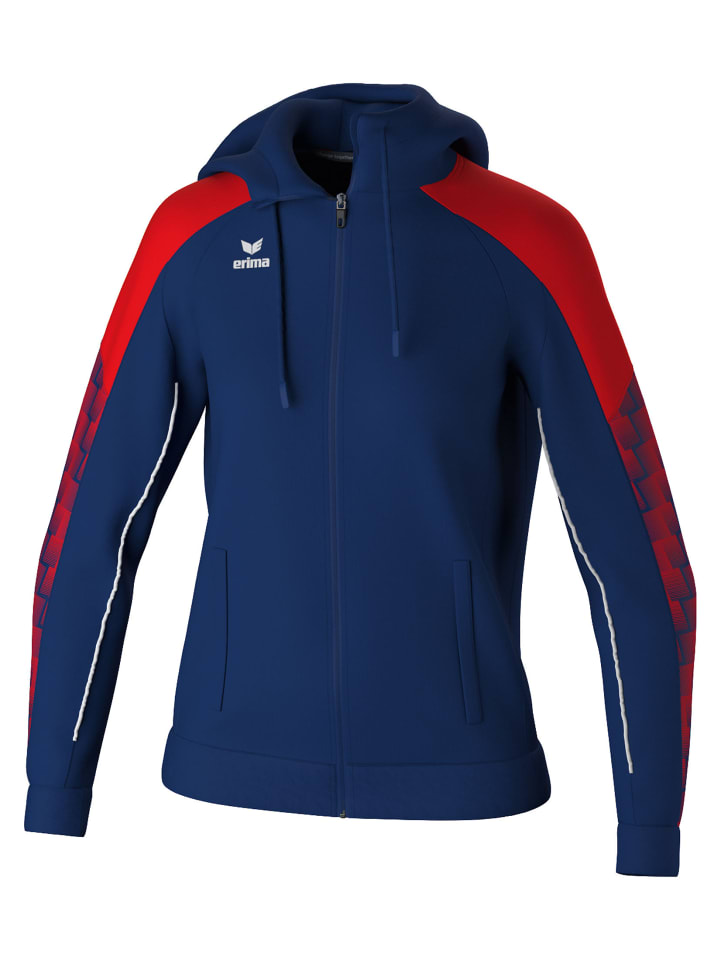 Damen Trainingsjacke Mit Kapuze in new navy/rot