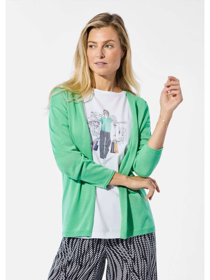 Offene Strickjacke in Kurzform in jadegrün