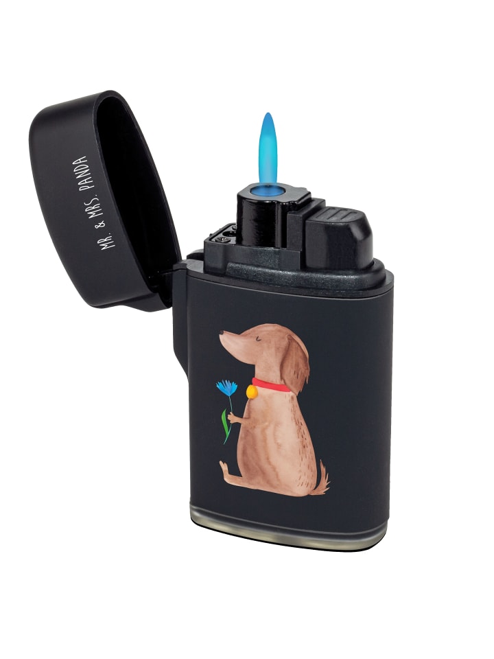 Gasanzünder Hund Blume ohne Spruch in Schwarz