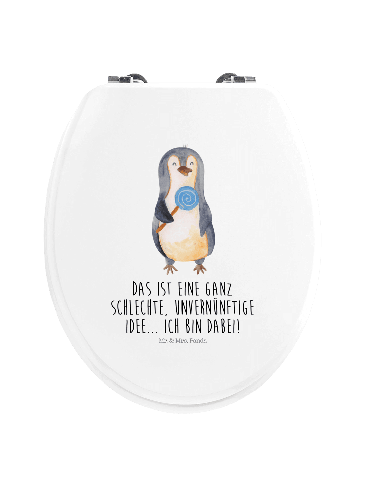 Klobrille Pinguin Lolli mit Spruch in Weiß