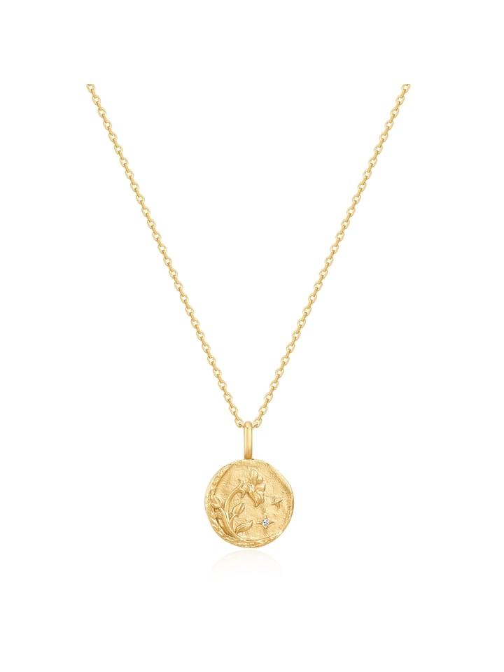 Kette Geburtsblume September Prunkwinde aus Sterling Silber mit Zirkonia in gelbgold